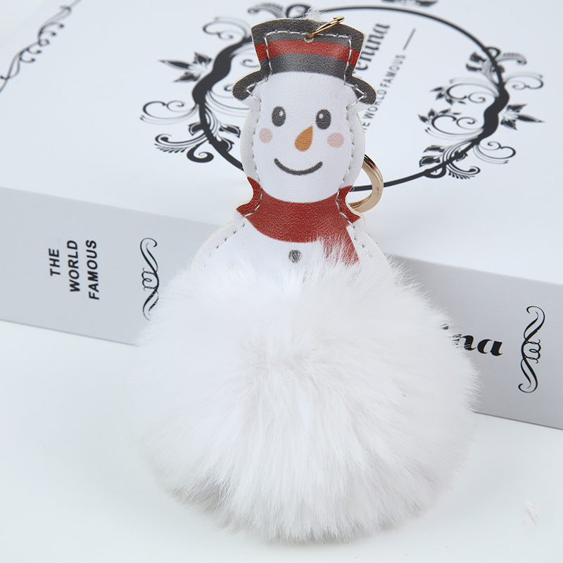 Christmas Plush Ball Santa Claus Plush Keychain