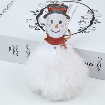 Christmas Plush Ball Santa Claus Plush Keychain