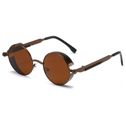 Neutrals Punk Fashion Round Retro Sunglasses