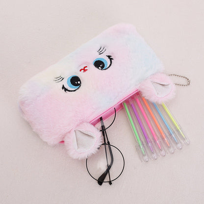 New Cat Large Capacity Plush Zipper Pen Bags