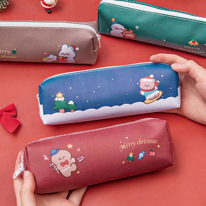 PU Christmas Cartoon Pencil Bag