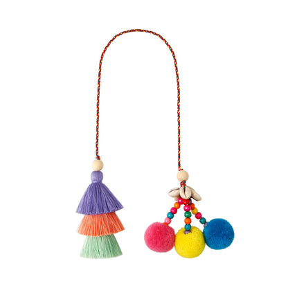 Cotton Rope Woven Hairball Shell Tassel Handmade Bag