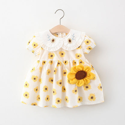 Full Body Chrysanthemum Lapel Cotton Skirt