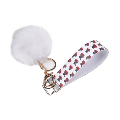 PU Leather Fur Ball Keychain