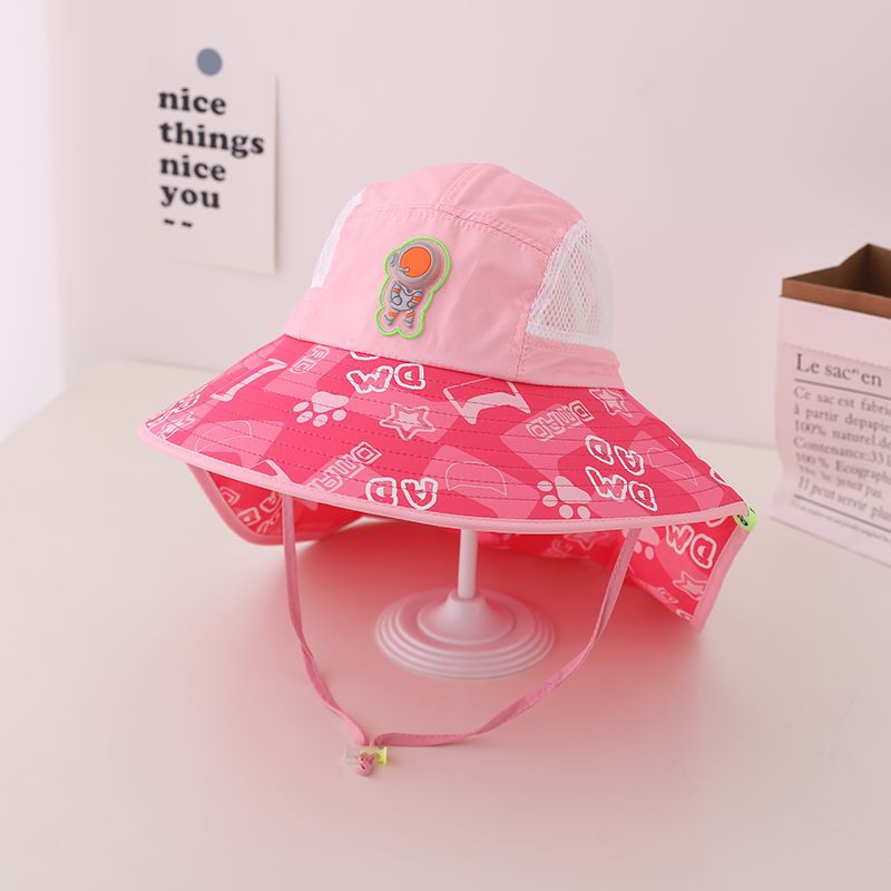 Summer Kids Cotton Big Brim Shawl Bucket Hat