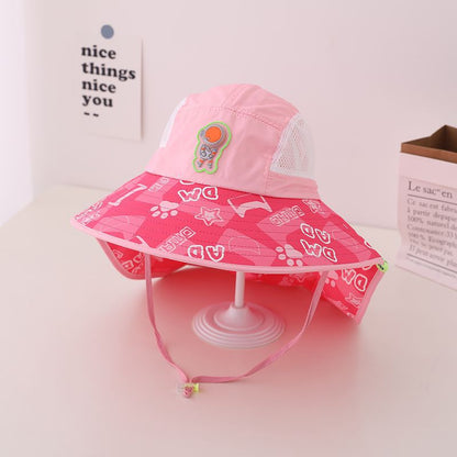 Summer Kids Cotton Big Brim Shawl Bucket Hat