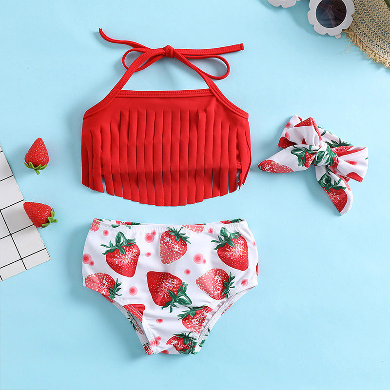 Children's Summer Fruit Swimwear + Bandana Split Swimwear