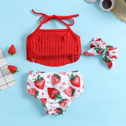 Children's Summer Fruit Swimwear + Bandana Split Swimwear