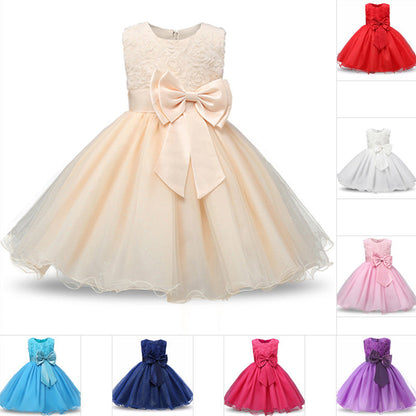 Wholesale Children's Rose Fluffy Polyester Dresses