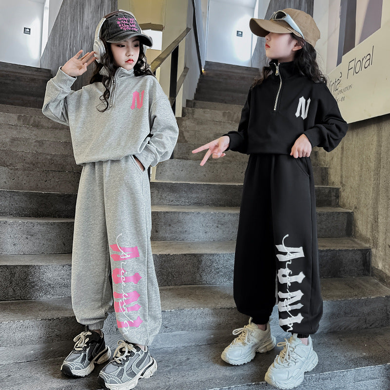 Wholesale Cotton Children's Loose Fitting Hoodie Two-piece Set
