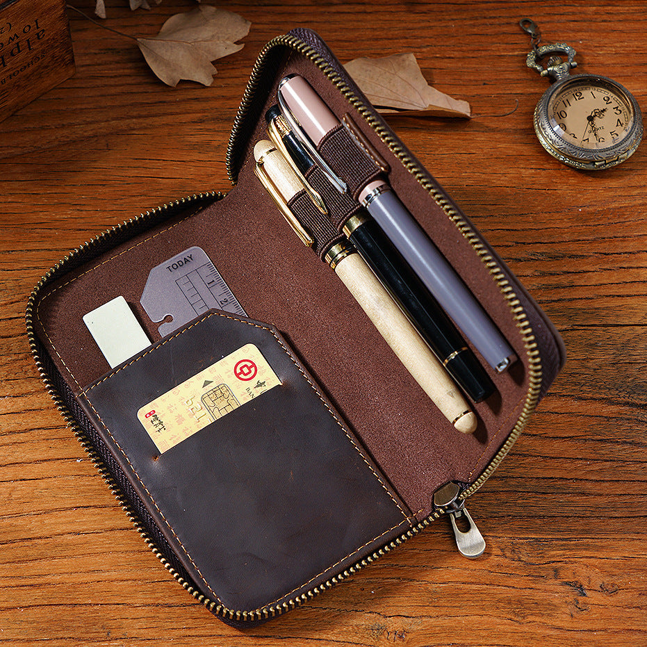 Three-pack Zippered Cowhide Pencil Case