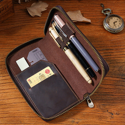 Three-pack Zippered Cowhide Pencil Case