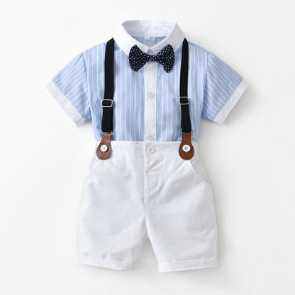 Children's Cotton Shirt and Suspender Four Piece Set