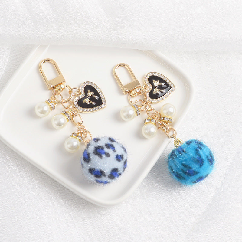 Leopard Fur Ball Keychain