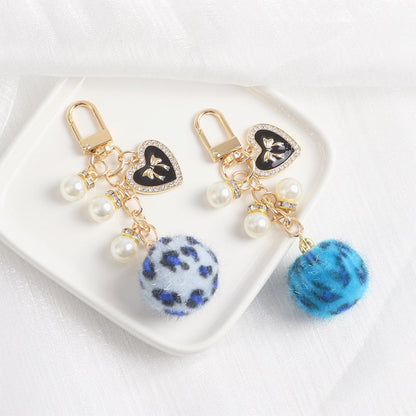 Leopard Fur Ball Keychain