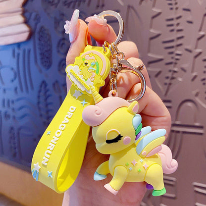 Cartoon Cute Rainbow Horse Unicorn PVC Keychain Cute Keychain