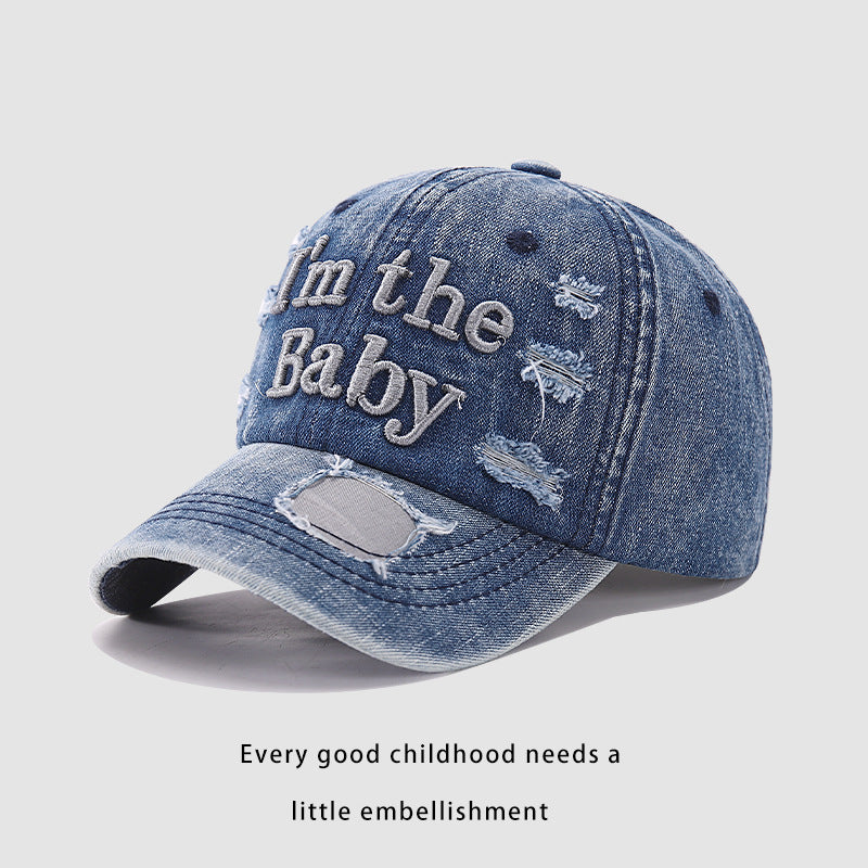 Cotton Embroidered Letter Hole Children's Baseball Caps