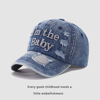 Cotton Embroidered Letter Hole Children's Baseball Caps