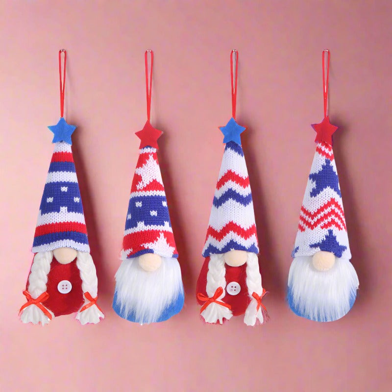 Independence Day Striped Five Star Faceless Doll Ornament