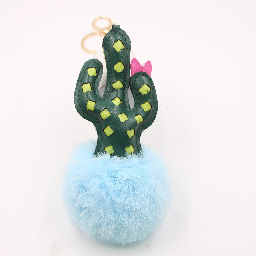 Cactus Alloy Fur Ball Keychain