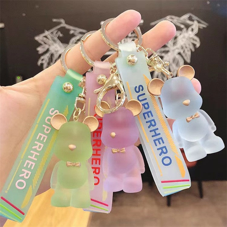 Cartoon Crystal Bow Tie Bear PVC Soft Glue Creative Keychain