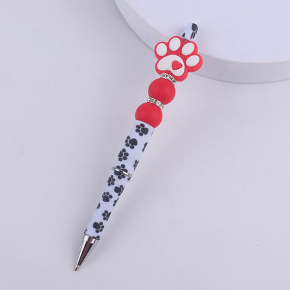 Handmade Bead Pen Cartoon Dog Paw Silicone Ballpoint