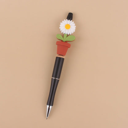 Silicone Beaded Sunflower Potted Wooden Beads Plastic