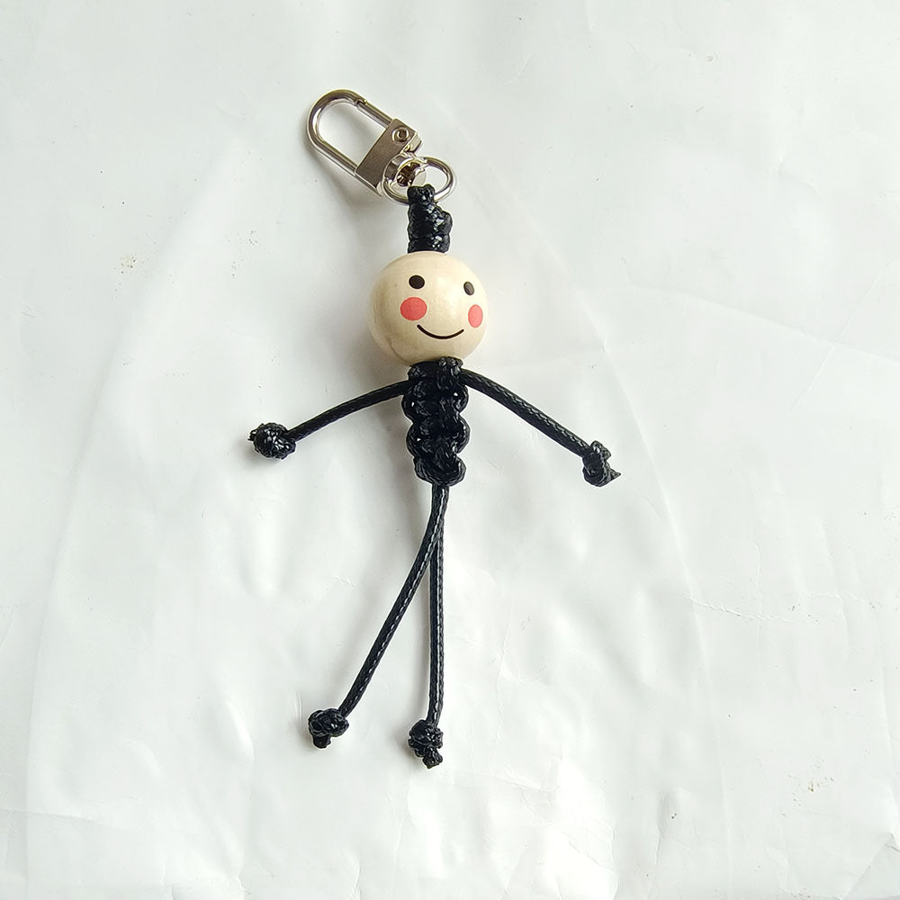 Stickman Keychain Beads Smiley Face School Bag Pendant