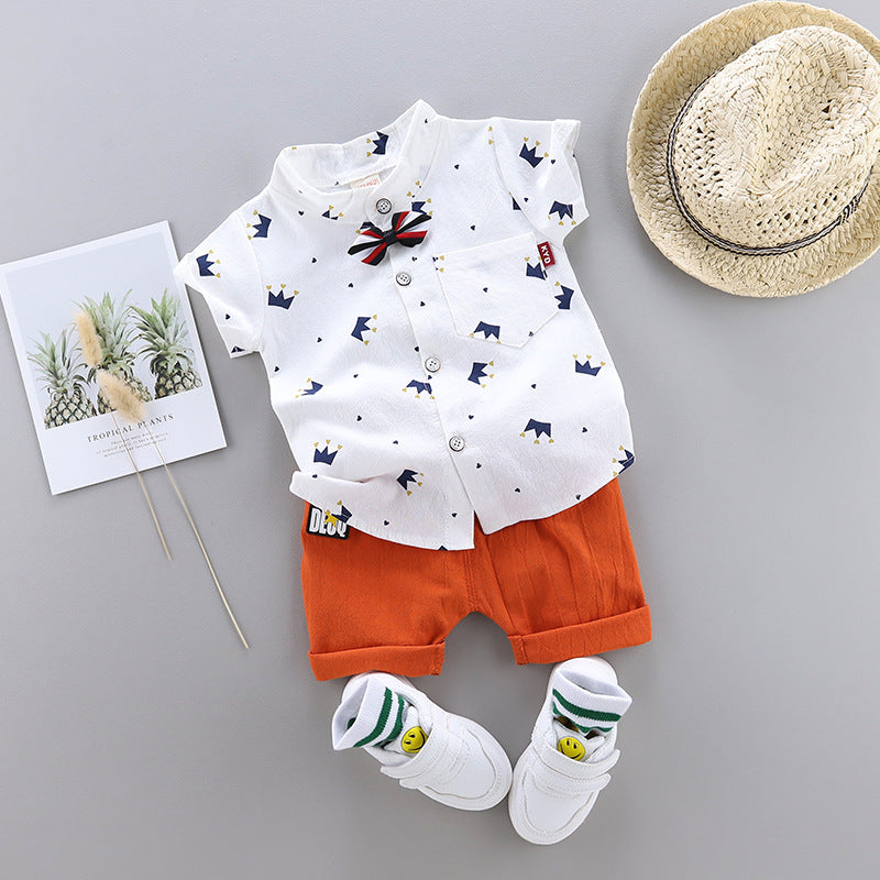 Wholesale Cotton Summer Children's Suit Short Sleeve Suit