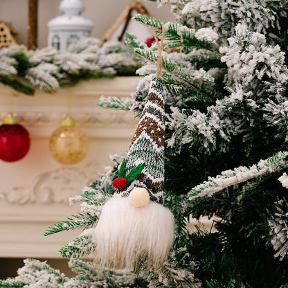 Christmas Knitted Hat with Lights Faceless Doll Pendant