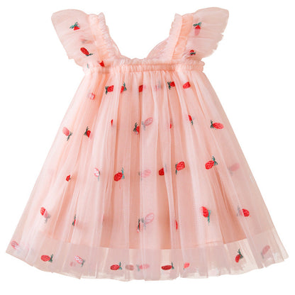 Polyester Children's Embroidered Mesh Dresses