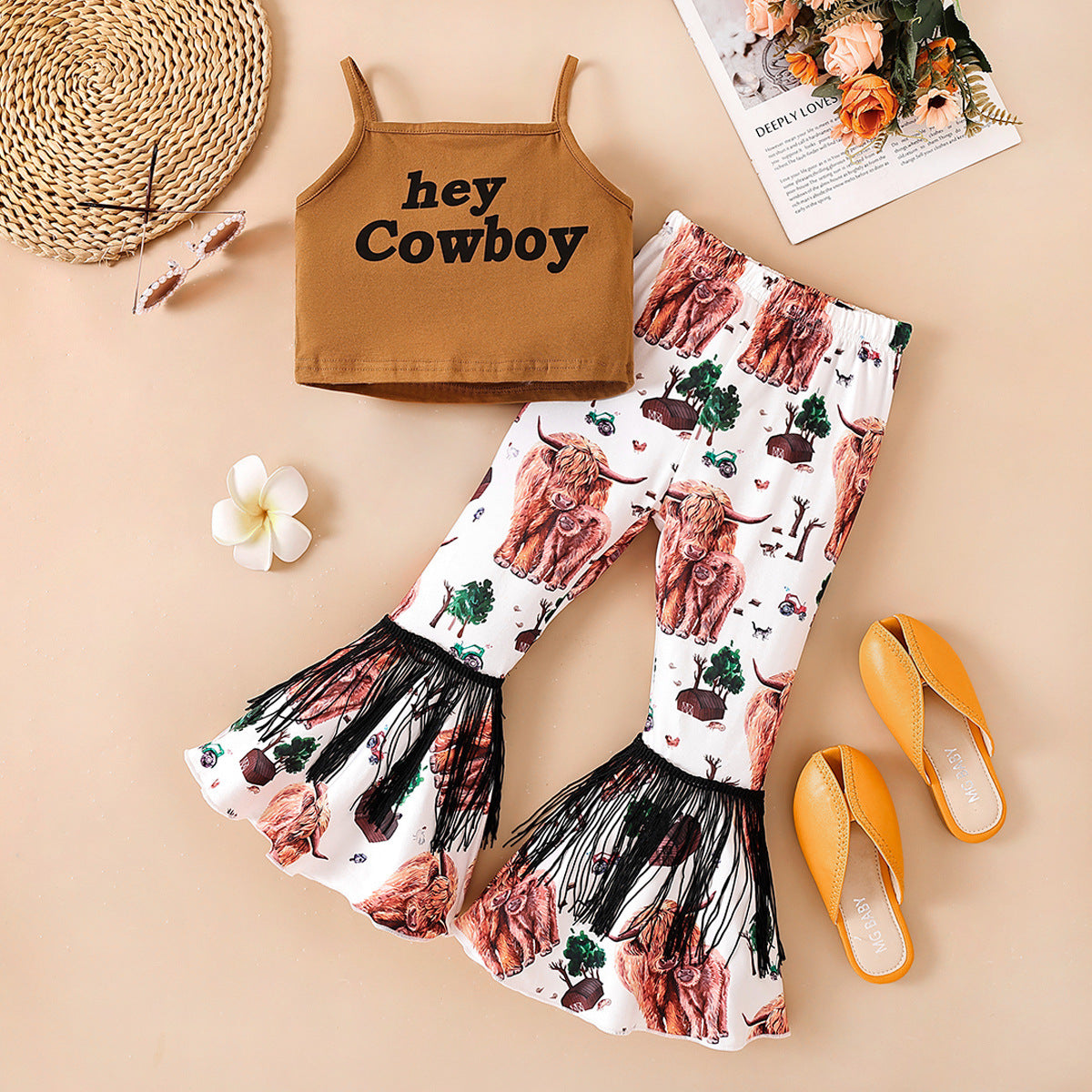 Polyester Clothes Letter Pants Fashionable Two Piece Set