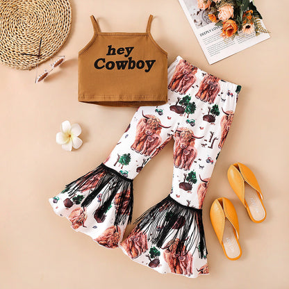 Polyester Clothes Letter Pants Fashionable Two Piece Set