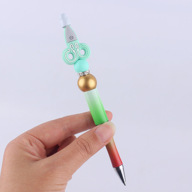 Cartoon Silicone Scissors, Handmade Plastic Bead Pens