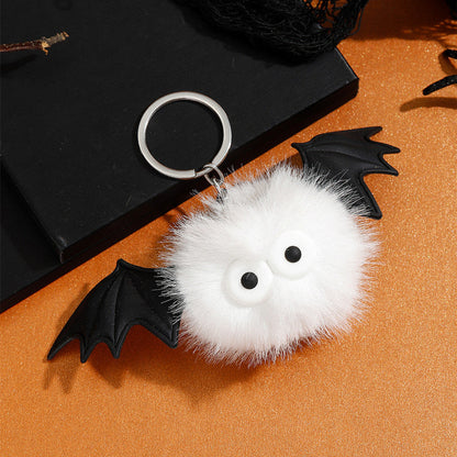 Halloween Bat Plush Pom Keychain