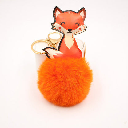 Leather Cute Fox Plush Pom Pom Hanging Ornaments
