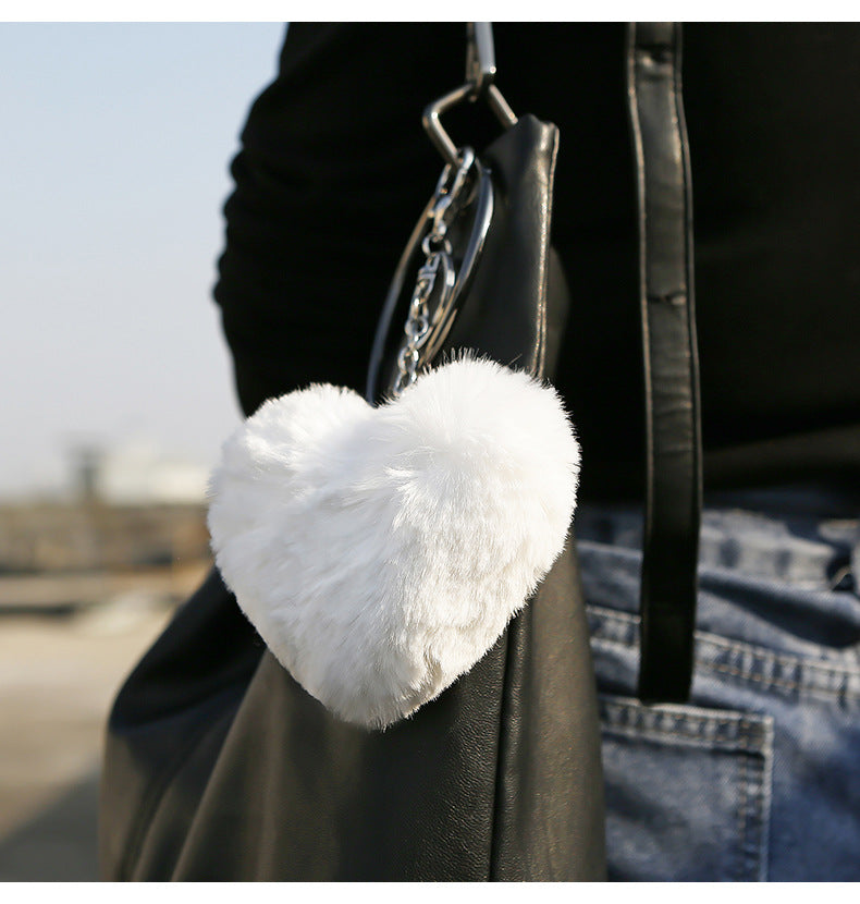 wholesale Alloy Love Pom Tassel Keychain