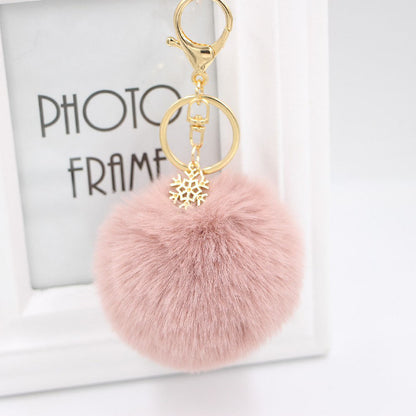Christmas Snowflake Plush Ball Keychain