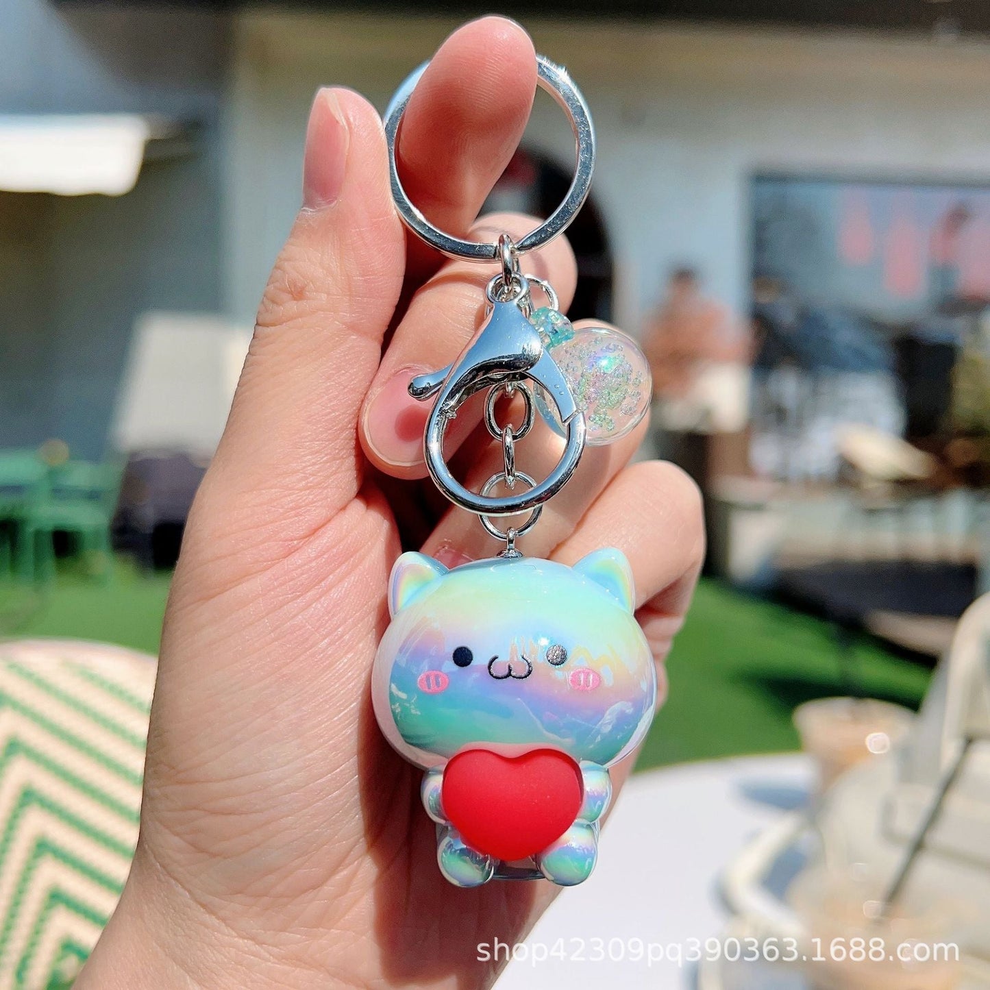 Cartoon Acrylic Care Bear Colorful Electroplating Keychain