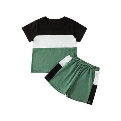 Polyester Color Matching T-shirt Pants Children's Suit