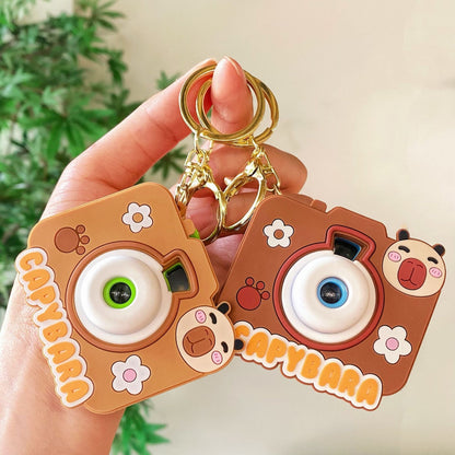 Creative Small Capybara Luminous Silicone Camera Keychain