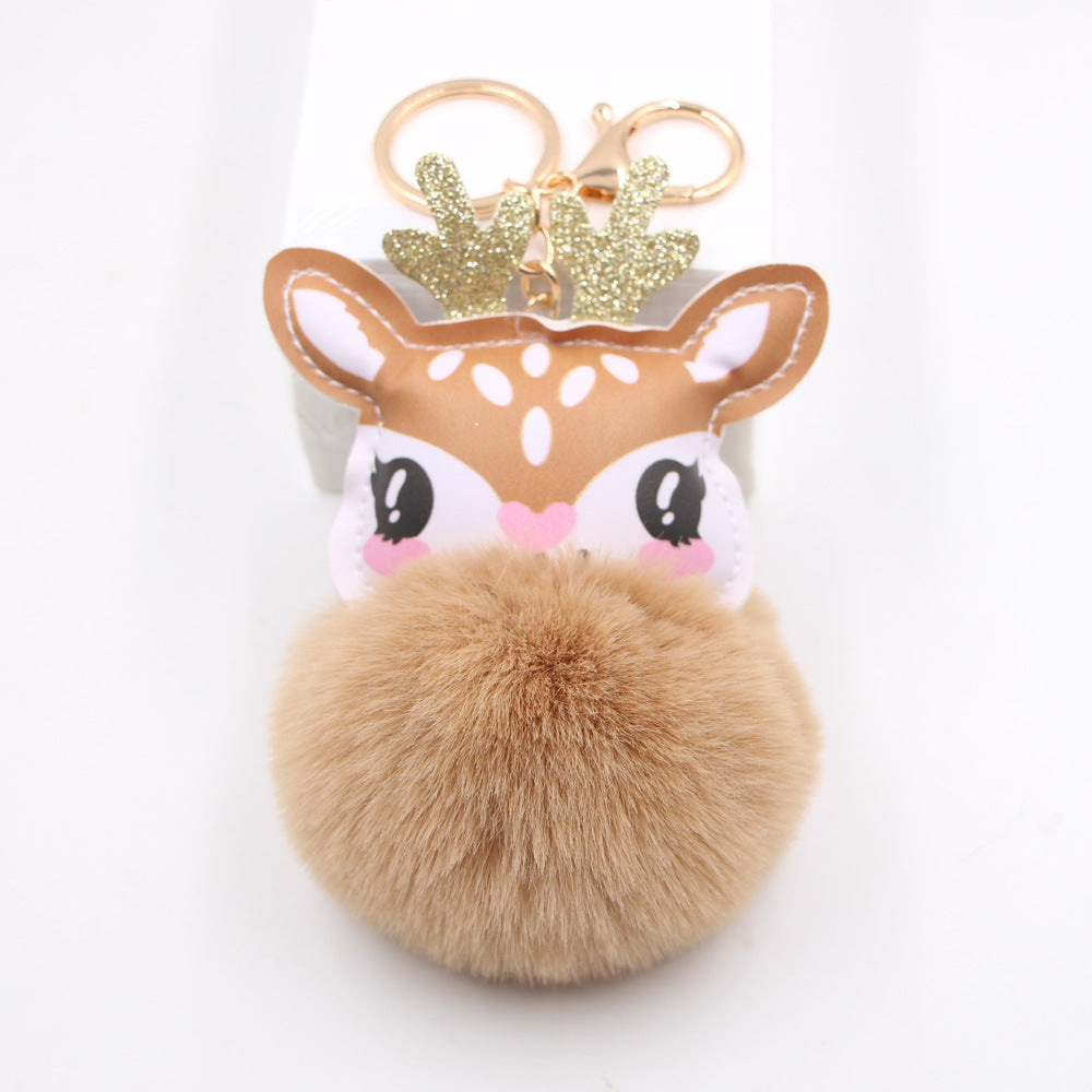 Christmas Cute Fawn Plush Keychain