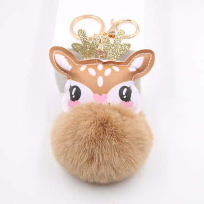 Christmas Cute Fawn Plush Keychain