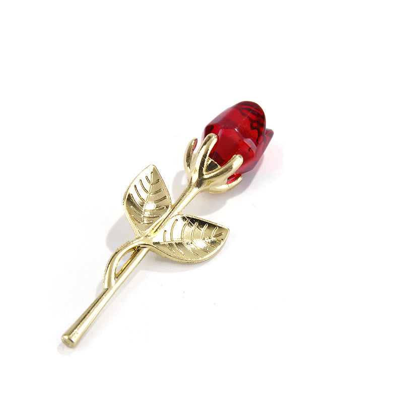 Metal Pole Crystal Rose Handicraft Ornaments