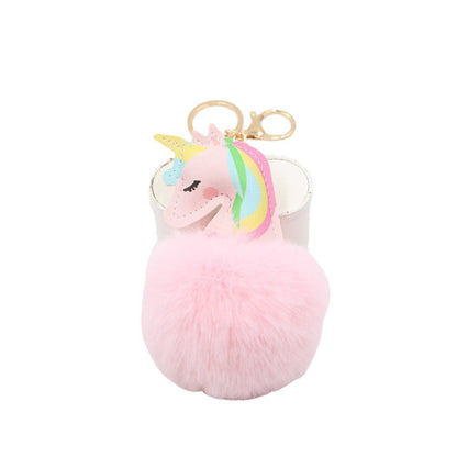 Artificial Fur Unicorn Fur Ball Keychain