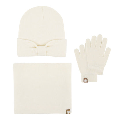 Wholesale Children's Hat Bow Baby Hat Scarf Gloves Set