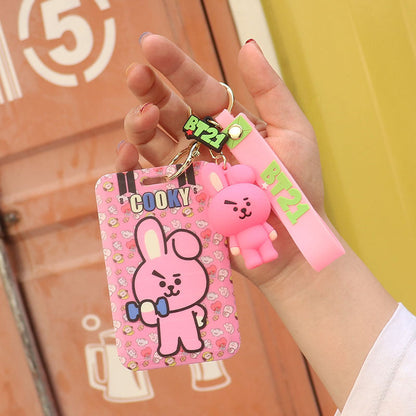 Cartoon Silicone Card Holder ID Holder Keychain Cute Keychain
