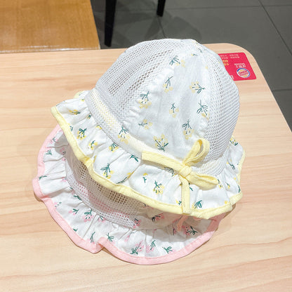 Cotton Children's Summer Floral Mesh Breathable Bucket Hat