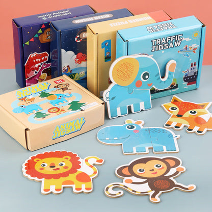 Wholesale Children's Wooden Three-dimensional Early Education Enlightenment Cartoon Animal Digital Cognitive Assembling Puzzle Toy