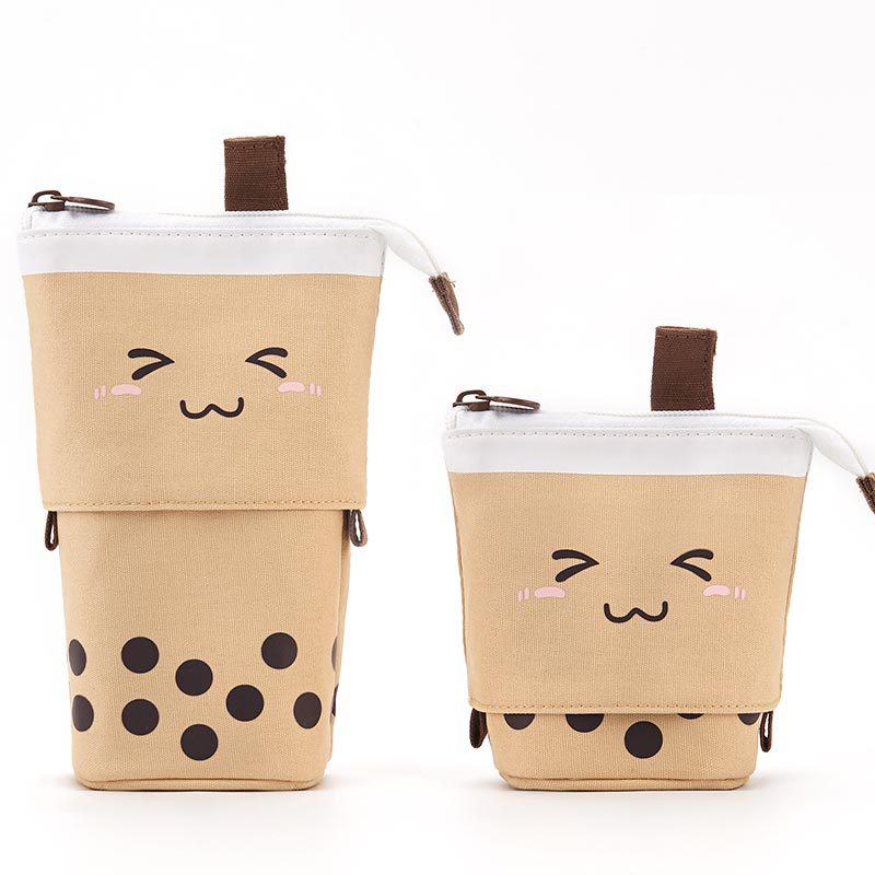 Milk Tea Drop Down Canvas Pencil Case
